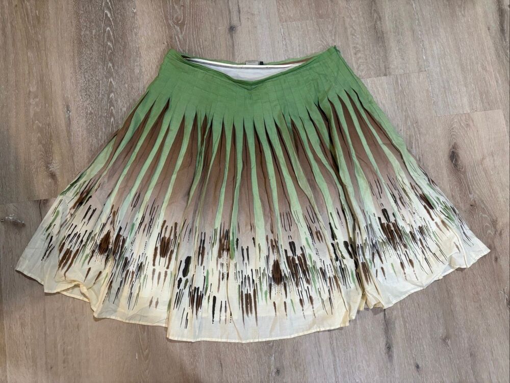 BCBG Y2K skirt pleated green brown L